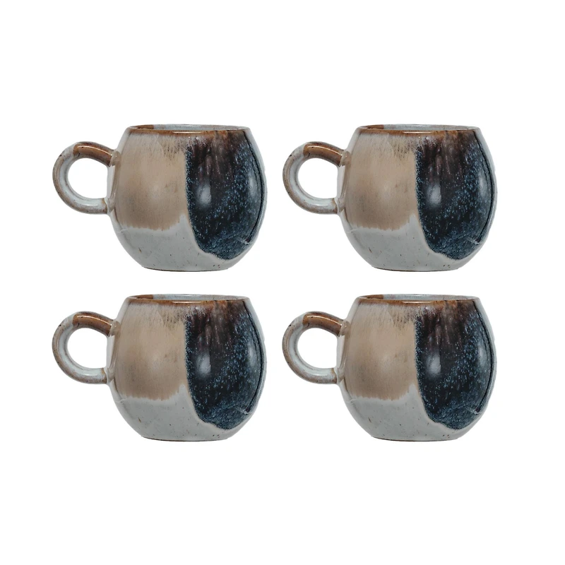 Hello Honey® 2.75" Tan & White Earthen Sip Stoneware Mugs, 4ct.