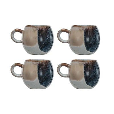 Hello Honey® 2.75" Tan & White Earthen Sip Stoneware Mugs, 4ct.