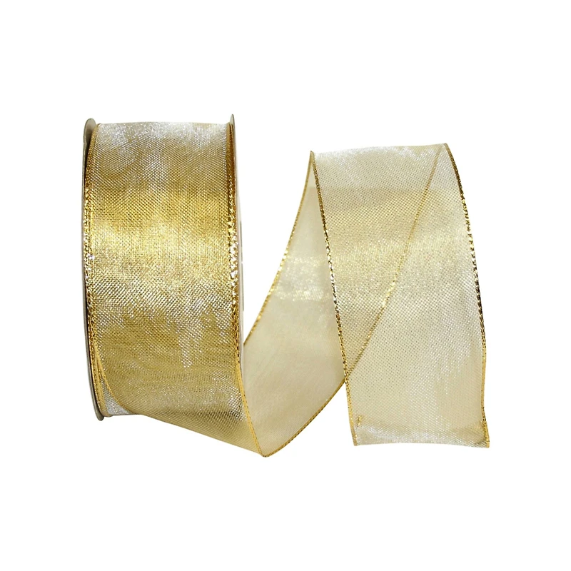 JAM Paper 2.5" x 50yd. Mesh Wired Shiny Ribbon