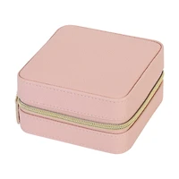 Ruby + Cash Blush Mini Faux Leather Zippered Travel Jewelry Organizer Box