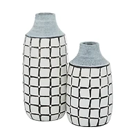 White Ceramic Coastal Vase Set