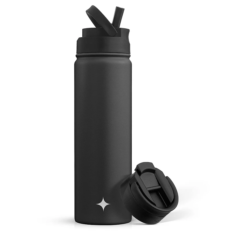 JoyJolt® 22oz. Triple Insulated Water Bottle with Flip Lid & Sport Straw Lid