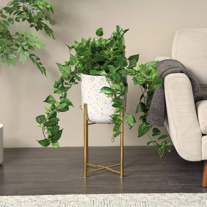 16" Green Pothos Artificial Plant with Black Plastic Pot