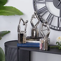 CosmoLiving by Cosmopolitan Silver Ceramic Sculpture Set