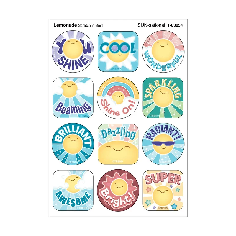 TREND Enterprises® SUN-sational, Lemonade Scent Scratch 'n Sniff Stinky Stickers®, 6 Packs of 48