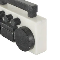 8" White Marble Radio Radio Sculpture with Black Accents