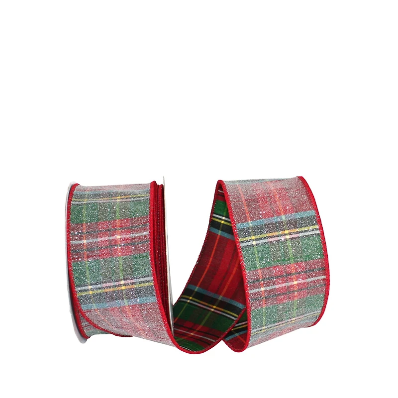 JAM Paper 2.5" x 10yd. Frosted Wired Alford Plaid Ribbon