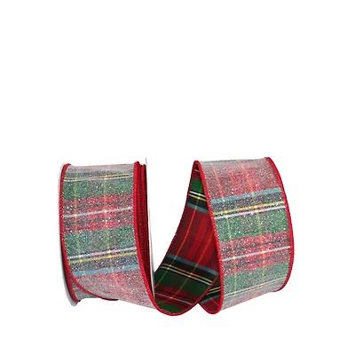 JAM Paper 2.5" x 10yd. Frosted Wired Alford Plaid Ribbon