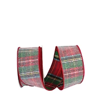 JAM Paper 2.5" x 10yd. Frosted Wired Alford Plaid Ribbon