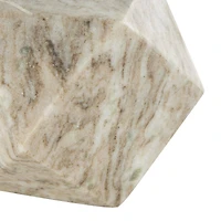 White Marble Geometric Cube Two-Toned Hexagon Sculpture with Cream & Copper Accents, 3ct.