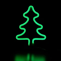 9.5" Green Neon LED Christmas Tree Window Silhouette
