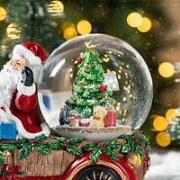 Glitzhome® 100mm Christmas Resin Lighted Musical Snowflakes Santa Car Waterglobe
