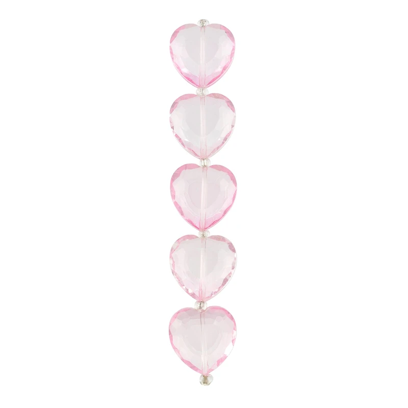 Pink Glass Heart Beads, 22mm by Bead Landing™