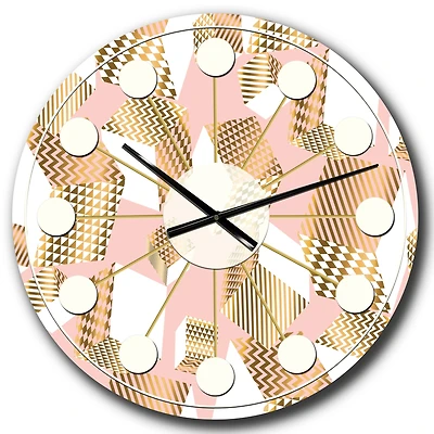 Designart 'Gold And Rose Cubes I Mid-Century Modern Wall Clock