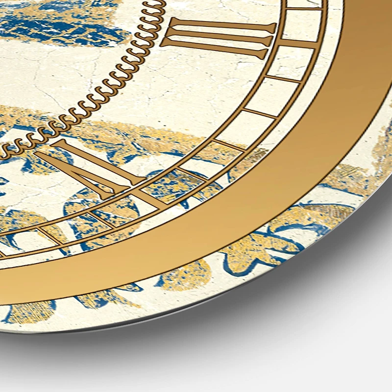 Designart 'Fleur De Lis Gold Crown Glam Wall Clock