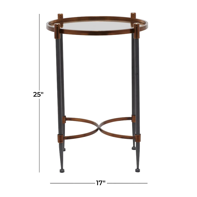 25" Black Iron Traditional Accent Table