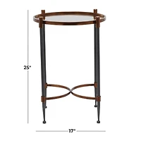 25" Black Iron Traditional Accent Table