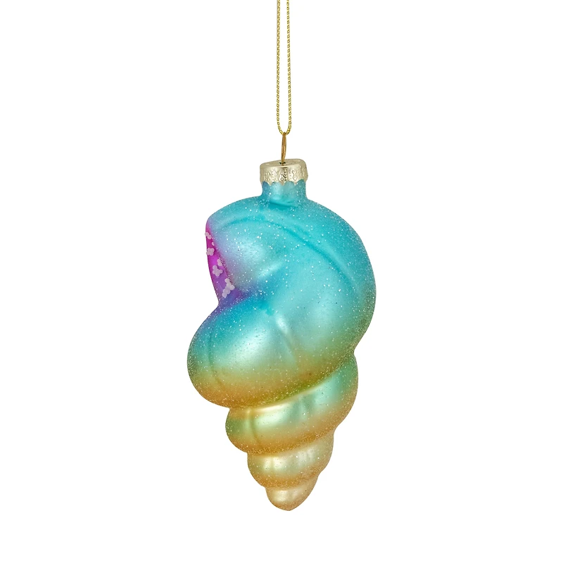 Blue & Pink Glass Seashell Ornament