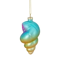 Blue & Pink Glass Seashell Ornament