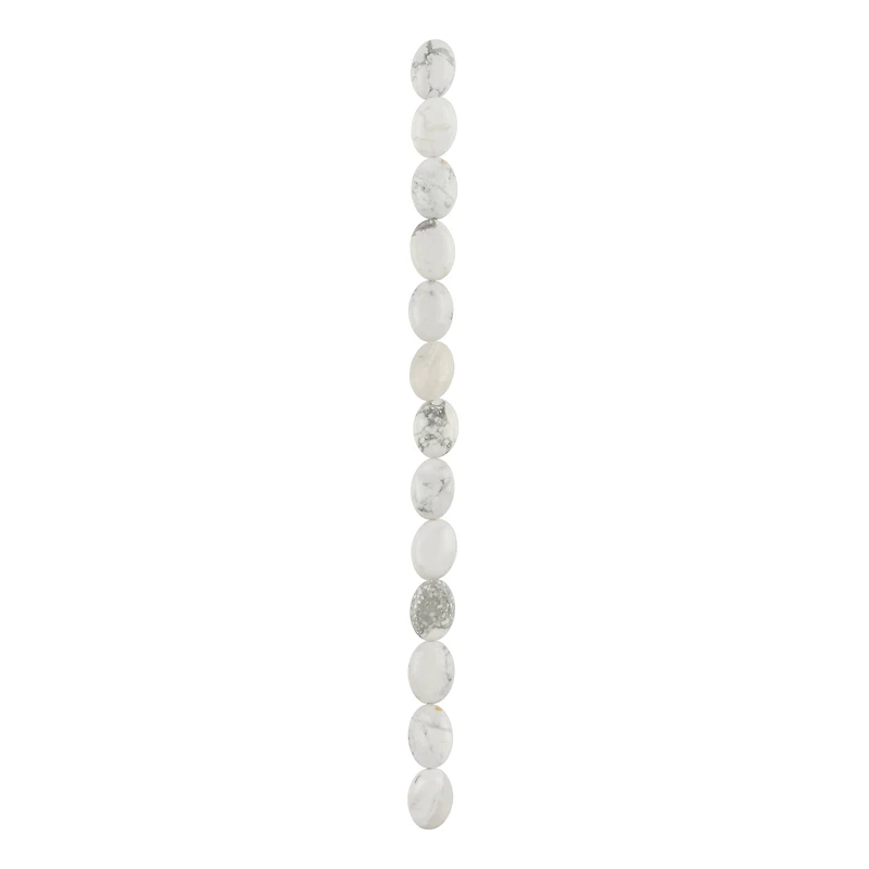 White Howlite Flat Oval Beads, 14mm by Bead Landing™