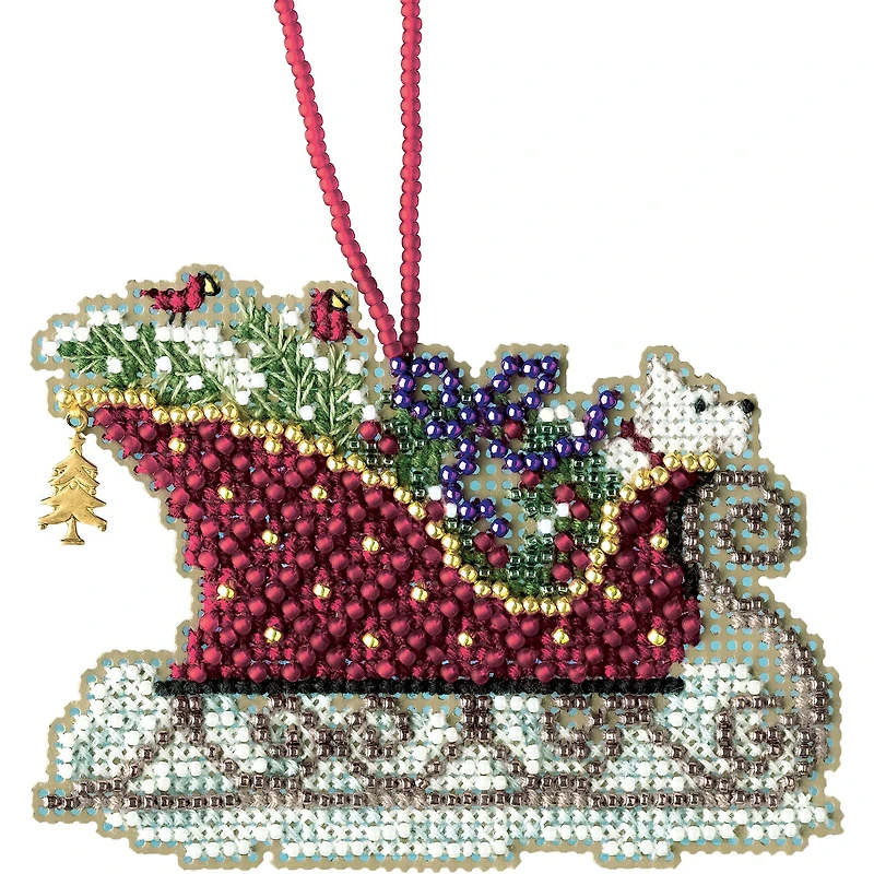 Mill Hill® Sleigh Ride Evergreen Sleigh Ornament Counted Cross Stitch Kit