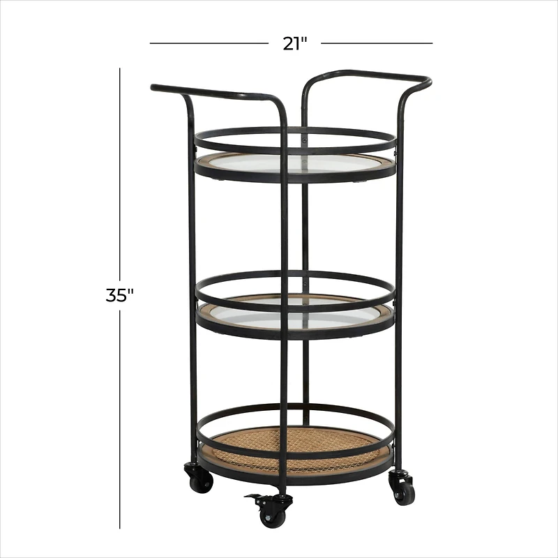 Brown Wood Industrial Bar Cart 35" x 21" x 16"