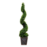 4ft. LED UV Resistant Boxwood Spiral Topiary Tree in Decorative Planter