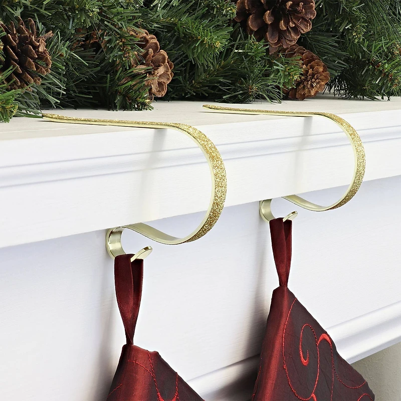 Original MantleClip® Gold Glitter Stocking Holders
