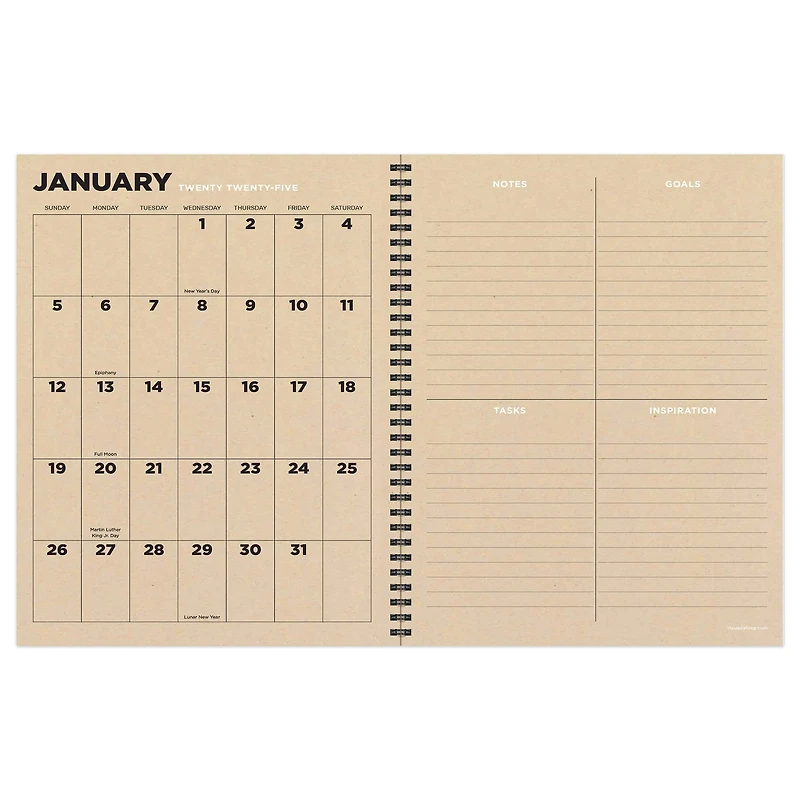 TF Publishing 2025 Large Geometric Weekly Monthly Spiral Planner