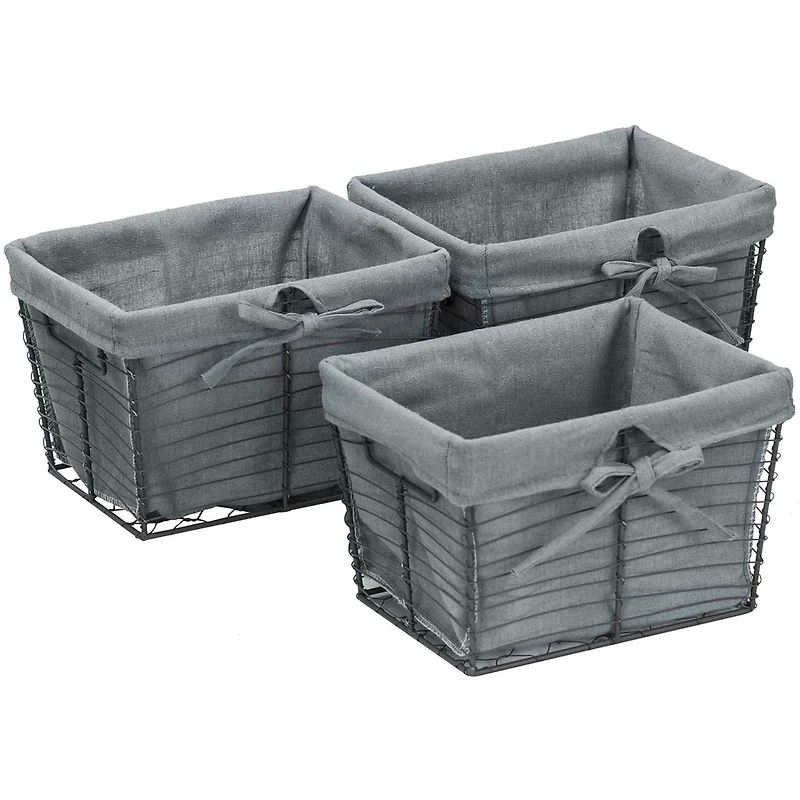 Sorbus 9" Gray Wire Baskets with Removable Liner, 3ct.