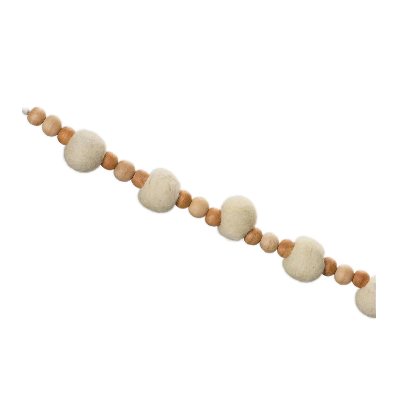 5.5ft. White & Beige Wood Beaded String Garlands, 2ct.