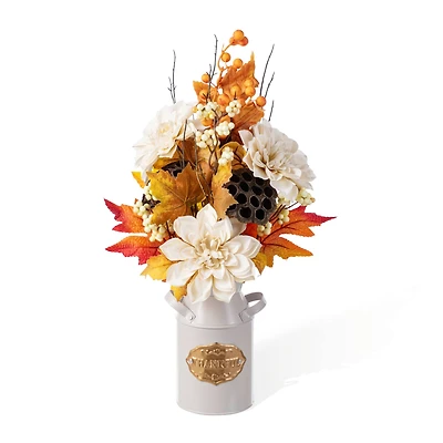 Glitzhome® 22" Fall Dahlia, Lotus Pod and Berry Centerpiece