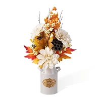 Glitzhome® 22" Fall Dahlia, Lotus Pod and Berry Centerpiece