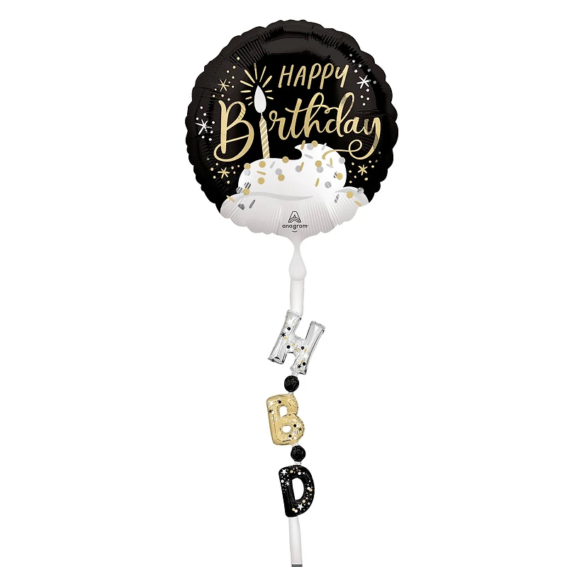 Airwalkers® XL® 5.75ft. Black, Silver & Gold Birthday Foil Balloon