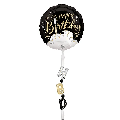Airwalkers® XL® 5.75ft. Black, Silver & Gold Birthday Foil Balloon