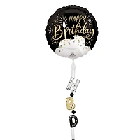 Airwalkers® XL® 5.75ft. Black, Silver & Gold Birthday Foil Balloon