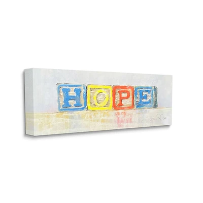 Stupell Industries Hope Typography Vintage Kids' Building Block Arrangement Canvas Wall Art