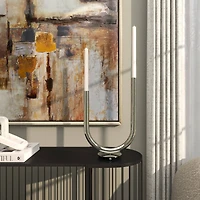 The Novogratz 14" Silver Stainless Steel Abstract U-Shaped Candelabra