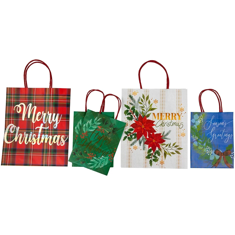 20-Count Assorted Christmas Themed Paper Gift Bags