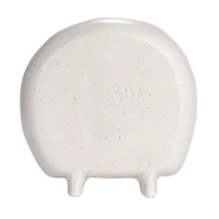 Hello Honey® 8.5" Cream Stoneware Footed Shelf with 4 Compartments & Attached Vase with Reactive Glaze