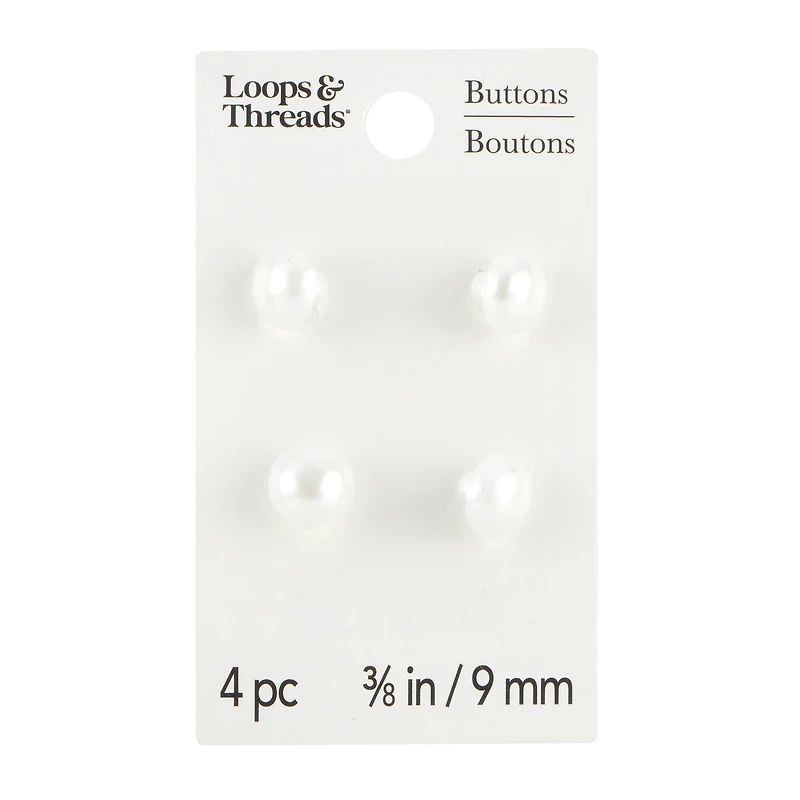 3/8" Faux Pearl Buttons, 4ct. by Loops & Threads®