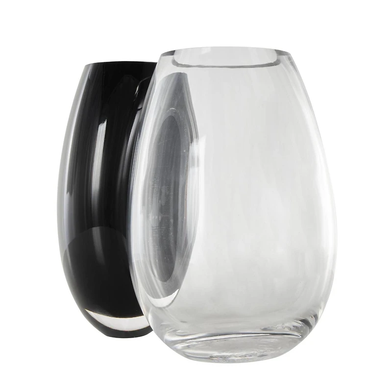 Black & Clear Abstract 2 Opening Recycled Glass Vase