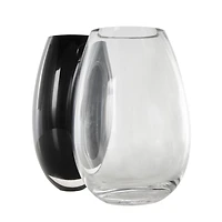 Black & Clear Abstract 2 Opening Recycled Glass Vase