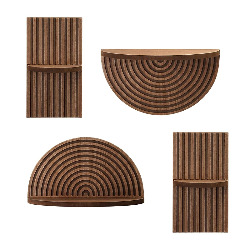 American Art Decor Half Circles Meet Right Angles 4-Piece Shelf Set - 10" x 5.5", 6.25" x 11.75"