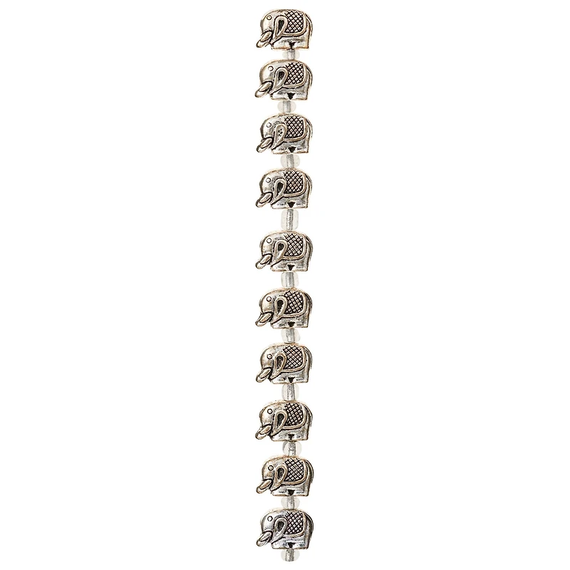 12 Pack: Silver Metal Elephant Beads, 12mm by Bead Landing™