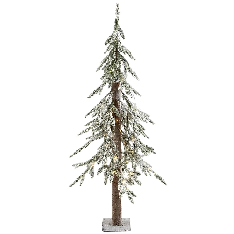 4ft. Pre-Lit Alpine Flocked Artificial Christmas Tree, Clear LED Lights