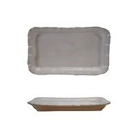 Hello Honey Stoneware Platter with Ruffled Edge, White