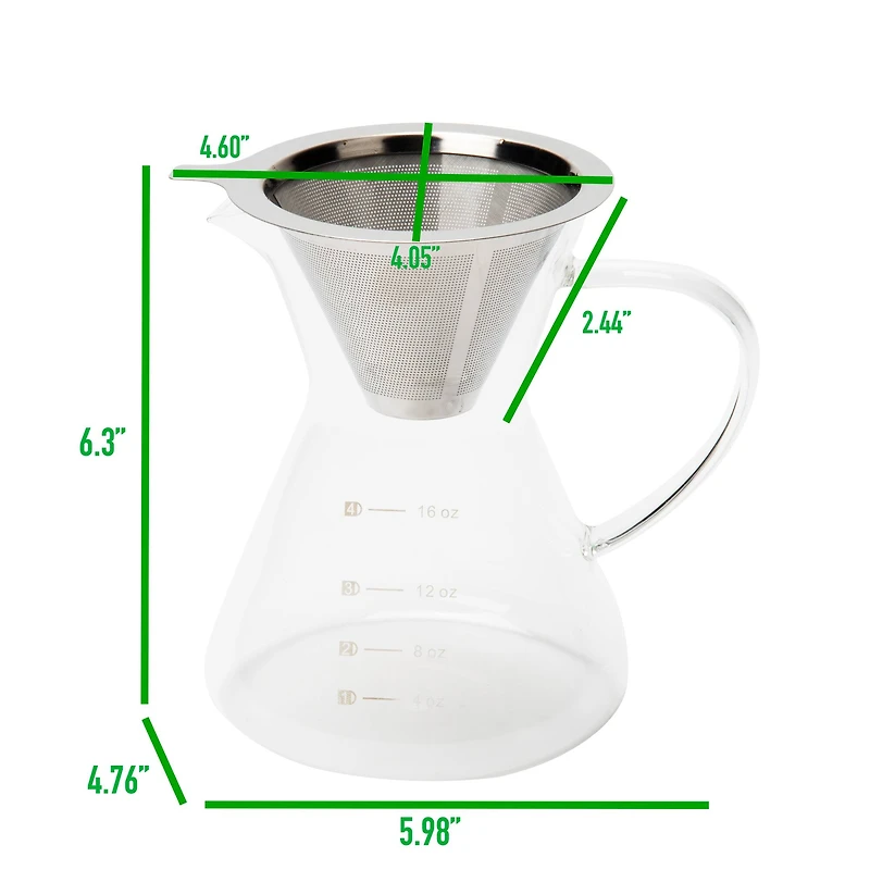 Mind Reader 16oz. Pour Over Glass Coffee Maker