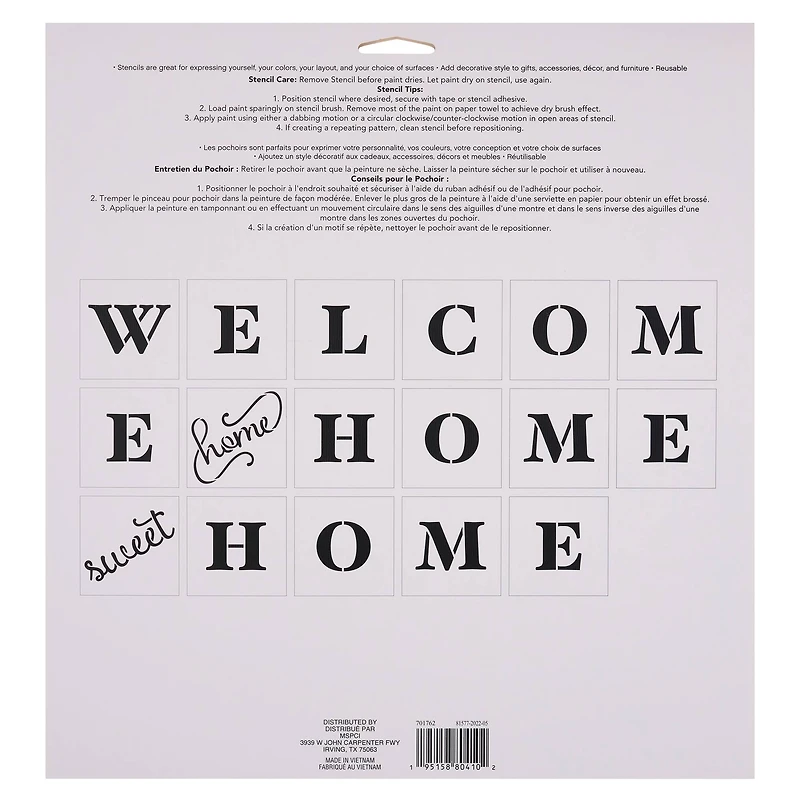 Welcome Home Stencils, 12" x 12" by Craft Smart®