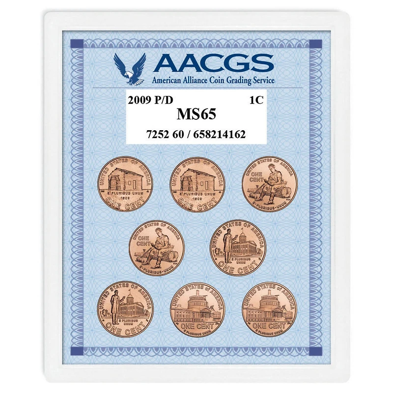 2009P & D Lincoln Bicentennial Pennies Graded MS65